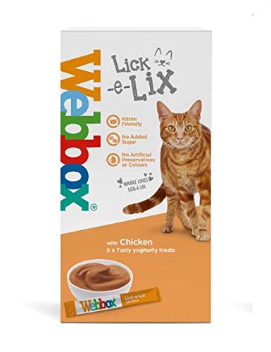 Webbox Lick-e-Lix Unique Tasty Cat Treats Box (All Flavours) 5-7 Treats Per Pack Lick-e-Lix Chicken 5 Pack 1 Pack
