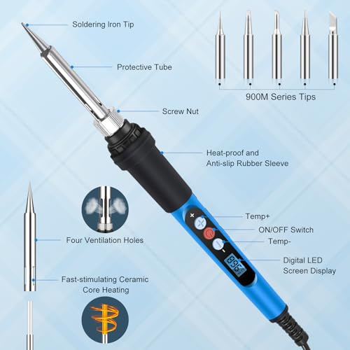 Anbes Soldering Iron Kit, 90W 110V Fast Heat Up Lcd Digital Soldering Gun Kit With Ceramic Heater thumb #3