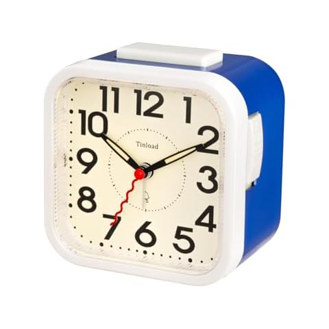 Tinload Loud Alarm Clock for Heavy Sleepers Adults, Silent No Ticking, Snooze, Backlight, Battery Operated Vintage Retro Alarm Clock for Bedrooms Decoration (Blue) Cover