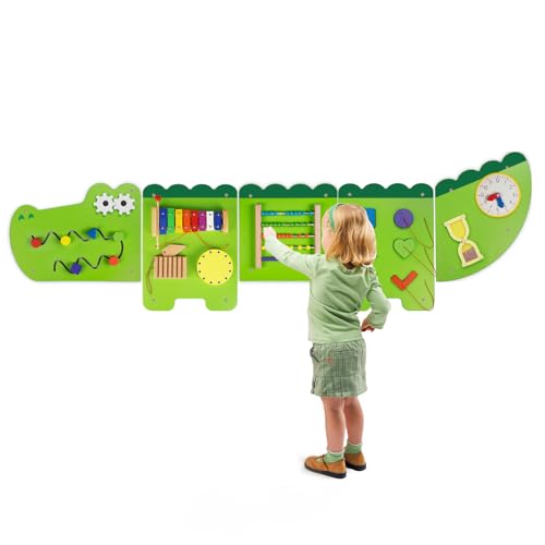 Image of Monläurd® Crocodile Montessori Busy Board, Sensory Board,Educational Toys, Activity Cube, Wall Toys, Daycare Furniture, Playroom Furniture, Boys and Girls 6 M+