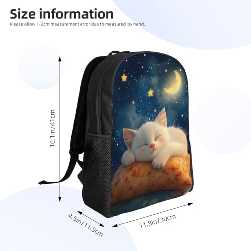 Lightweight Backpack Cat Moon Stars Sleep 16Inch Waterproof Backpack Gym Casual Daypack for Women Men Gift4