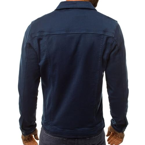 Men's Casual Classic Denim Jacket Slim Fit Fashion Jean Coat (navy,Large)3