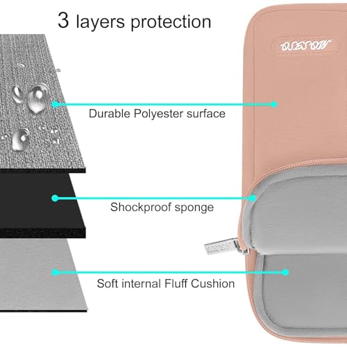 Image of MOSISO Laptop Case 15 inch, 15 inch Laptop Sleeve Compatible with MacBook Air M5 A3448 M4 A3241 M3 A3114 M2 A2941 2026-2023, Dell XPS, Polyester Vertical Computer Sleeve Bag with Pocket, Salmon Pink