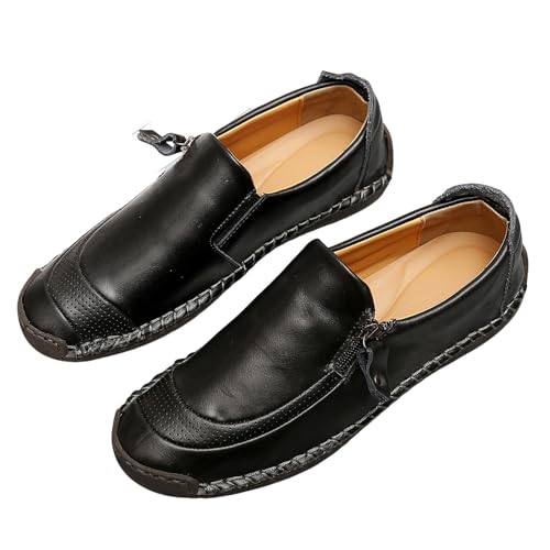 Mocasines de hombre en piel sintética retro con cremallera lateral para uso diario