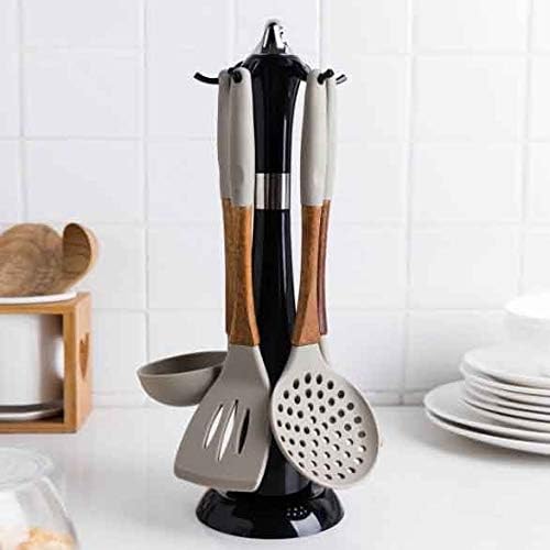 Silicone Kitchen Tools Set Cooking Utensils Spatula Shovel Soup Spoon with Wooden Handle Special Heat-resistant Design