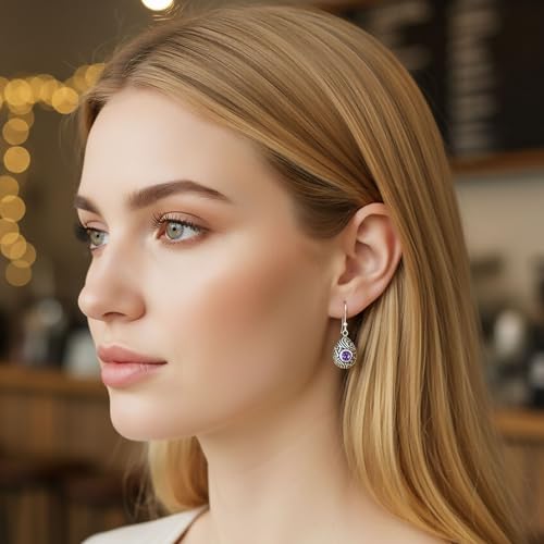 Boucle d'oreille argent 925 et améthyste violette fait main - 2