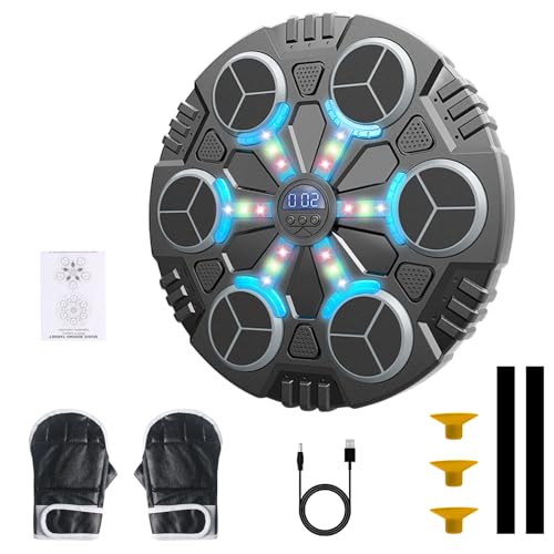 Anluomafuy Music Boxing Machine, Elektronische Musik Boxmaschine mit Boxhandschuhen, Kinder Smart Boxing Machine mit LED Licht, Bluetooth, Boxtraining für Zuhause für Erwachsenen und Kindern