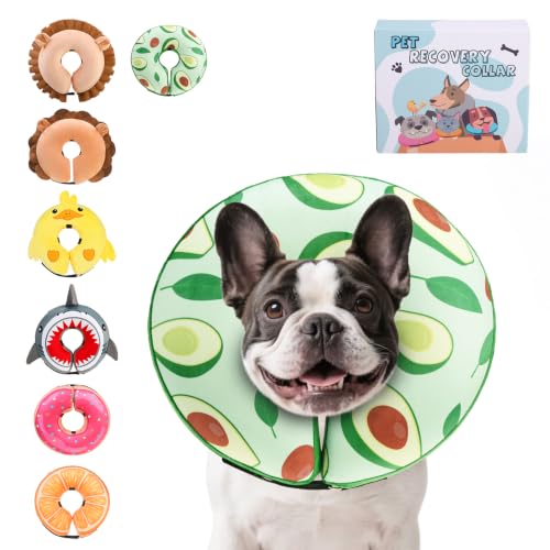 Image of KOOLTAIL Inflatable Dog Cone Collar, Soft Donut E Collar for Dogs After Surgery to Stop Licking Enhanced Alternative, Blow Up Pet Neck Pillow Recovery Adjustable Cone for Dog Cat,Avocado M