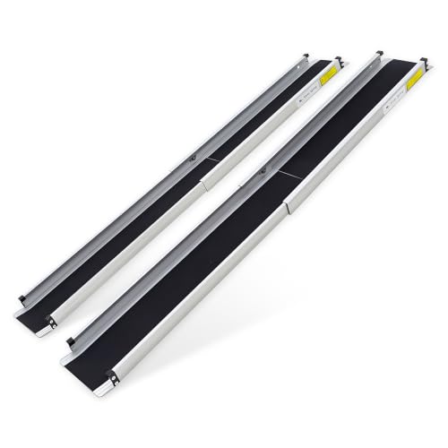Portable Wheelchair Ramps, Telescoping, 600 lb Cap, Silver Spring