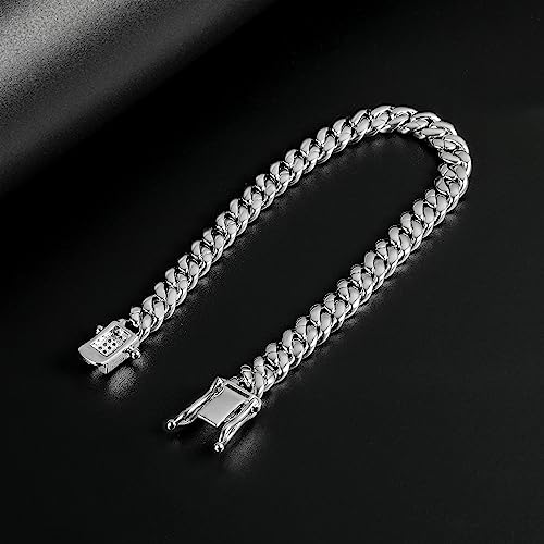 Gemsme 6/8/10/12MM Miami Cuban Link Bracelet for Men Women, 18K White Gold Plated Full Cubic Zirconia Iced Out Curb Chains Bling Hip Hop Link Bracelet Jewelry3