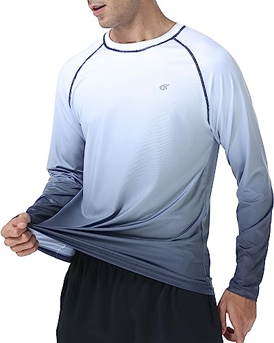 Image of Satankud Men's Swim Shirts Rashguard Sun Shirt UPF 50+ UV Sun Protection Outdoor Long Sleeve T-Shirt Swimwear