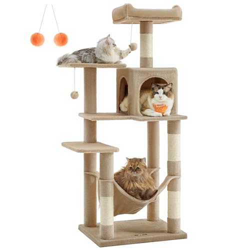 Feandrea Albero per Gatti, 137,7 cm, 4 Pali Graffiatoi, a Più Livelli