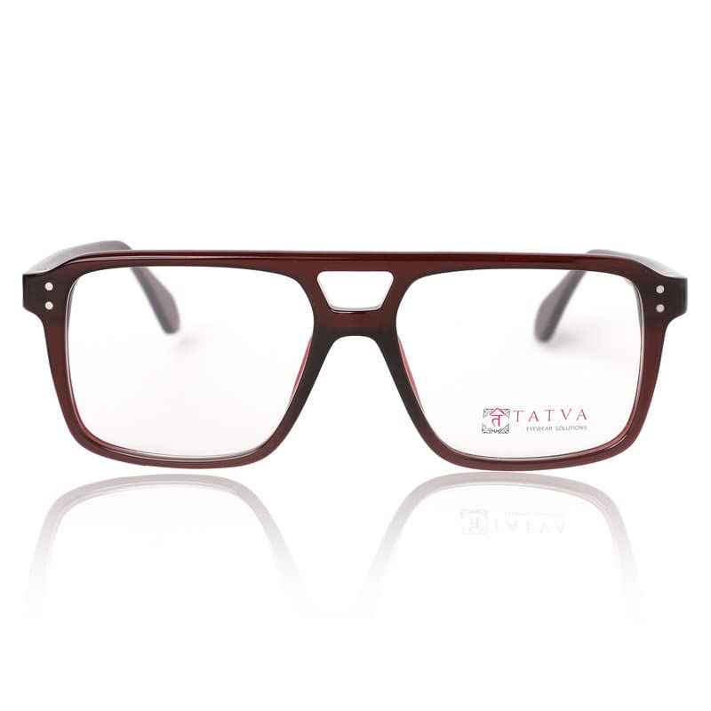 TATVA Modern Acetate Rectangular Eyewear Frame for Men Burgundy