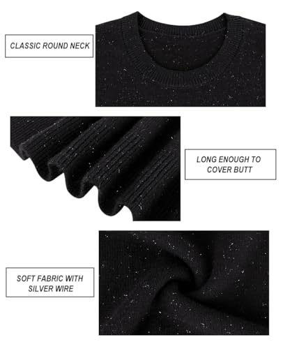 Image of CARCOS Plus Size Sweaters for Women Solid Crew Neck Knit Tops Casual Long Sleeve Pullover Sweater Sparkly Tunic Shirts