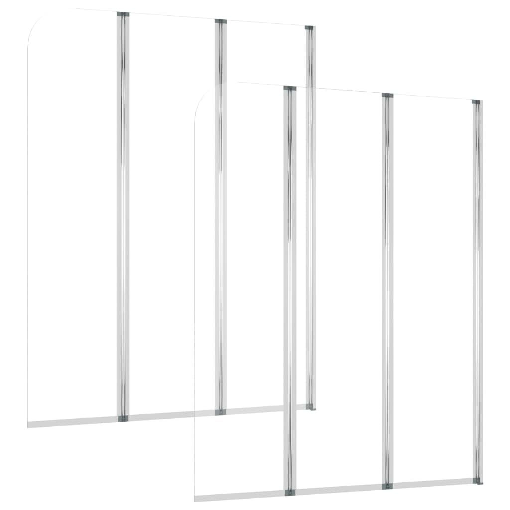 Kabiny prysznicowe 2 szt. 104 x 130 cm szkło hartowane przezroczyste | Składana konstrukcja, profile aluminiowe, łatwy montaż, do wanny