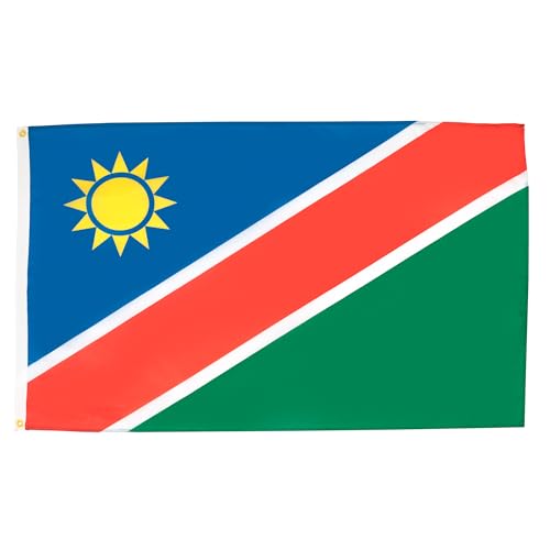 Image of AZ FLAG - Namibia Flag - 3x5 Ft - Light Polyester Namibian Banner with Two Brass Eyelets - Fade Resistant - Vivid Colors - 3' x 5' Feet - 150x90 Cm