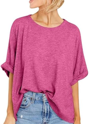 Summer Top Shirts for Women Causal Oversized Crewneck 3/4 Length ...