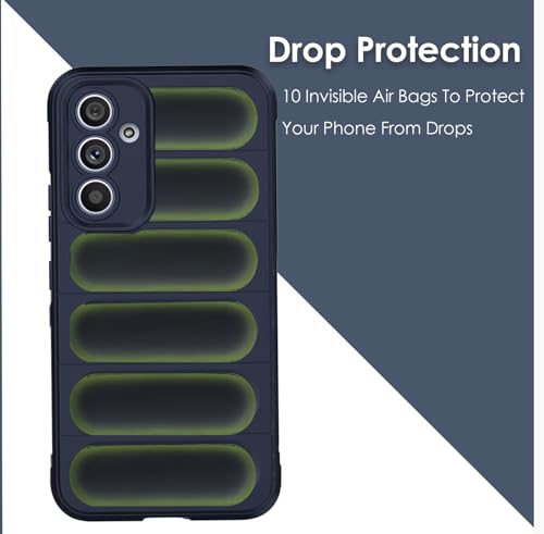 Image of A rtistque Liquid Silicone Stripes Back Cover Case for Samsung Galaxy M14 5G | with Camera Protection | with Inner Fabric | Anti Slip Grip | AirBag Case - Blue