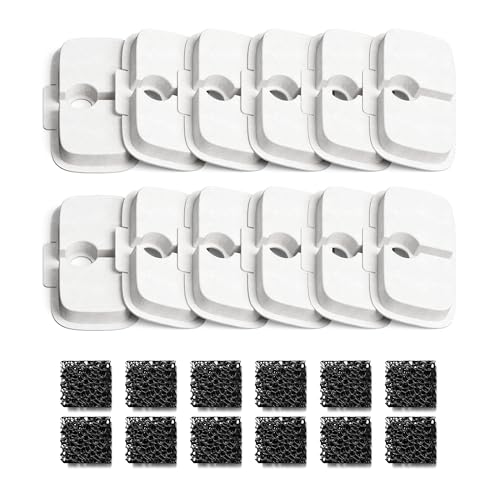 Image of PETLIBRO Cat Water Fountain Filter Replacement, 12 Packs Pet Fountain Filter & Sponges for Dockstream WF106 /WF116 /WF105 /WF115 /WF005 /WF305, Half Year Set Easy-Swap PETLIBRO Cat Water Dispenser Filter