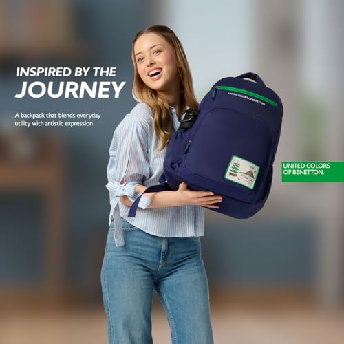 Image of United Colors of Benetton Unisex High-School Backpack BENTON | 3-Compartment Large Capacity Bag with Game Changer Graphics | Backpack for School Girls and Boys | 37L Capacity