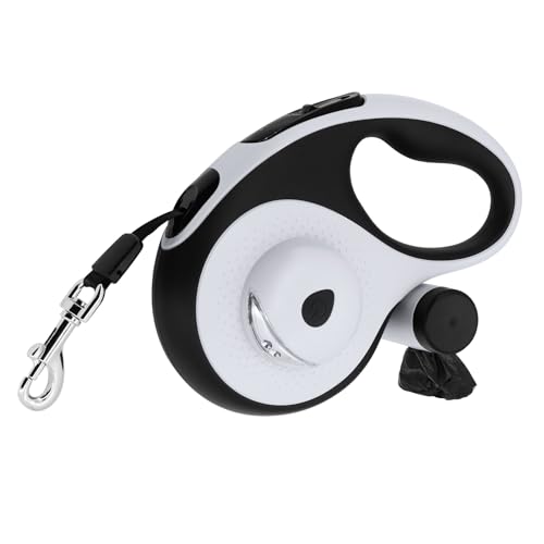 MoYouno Hundeleine,einziehbare Hundeleine,einziehbare Hundeleine mit Kotbeutelhalter,robuste Haustierleine,langlebig,automatisch,ausziehbar, Hundetrainingsleine,Flutlicht für Spaziergänge mit-Schwarz