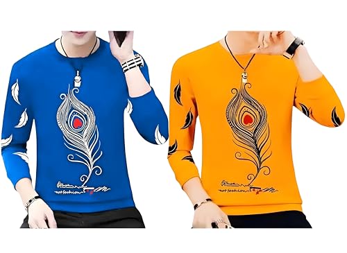 Image of Men Round Neck Cotton Blend Stylish Printed T-Shirt