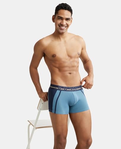 Image of Jockey US21 Men's Super Combed Cotton Elastane Stretch Solid Trunk with Ultrasoft Waistband