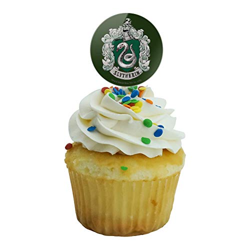 Harry Potter Slytherin Painted Crest Cupcake Picks Toppers Decoration Set of 6