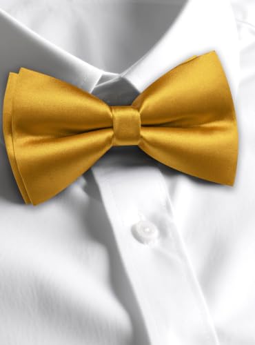 Image of Solid Color Bow Ties for Men Silk Pre-tied Tuxedo Bowtie Set 4PCS | Pre-tied in 3 seconds,adjustable 4PCS bow tie and pocket square cufflinks lapel pin set,wedding,formal,party,prom,graduation