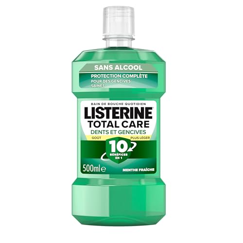 LISTERINE Collutorio Difesa Denti e Gengive, Al gusto delicato di Menta Fresca, Collutorio gengive infiammate 0% alcol per denti forti, Con Fluoruro, Igiene orale per Gengive sane,Senza alcol, 500 ml