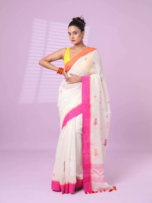 Image of SWORNOF Women's Pure Silk Saree With Blouse Piece
