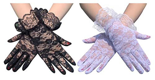 Frauen Spitzenhandschuhe Elegante Kurze Handschuhe Sommer Blumen Höflichkeit Handschuhe Cover