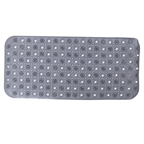 Garneck Non-Slip Bath Mat for Bathroom Floor PVC Donut Shower Mat Massage Feature Anti-Slip Suction Cups Grey 88x40cm