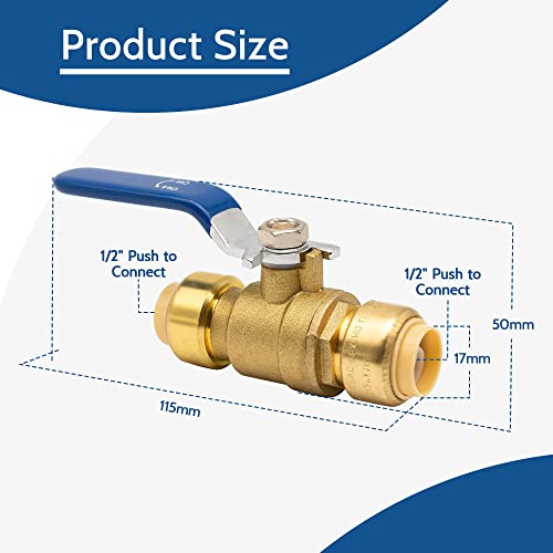 PURAGEIR 4 Pack 1/2 Inch Push Ball Valve, Pushfit Water Shut Off Valve