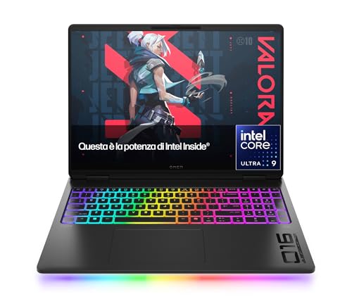 HP OMEN MAX 16-ah0001sl, Notebook, Intel Core Ultra 9 Processor, 32GB RAM, 1TB SSD, Display 16' 2K 240Hz, NVIDIA RTX 5080 16GB, TNR Privacy Cam, 3 Mesi di PC Game Pass Inclusi, Windows 11, Nero