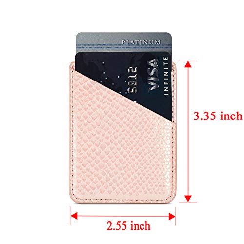 Luvi Phone Card Holder Wallet Sticky Phone Wallet Pu Leather Wallet With Glossy Holographic Gradient Ramp Snake Skin Design Pocket Pouch Sleeve Slim Sticky Wallet For Back Of Phone Case 2 Pack #TOP2