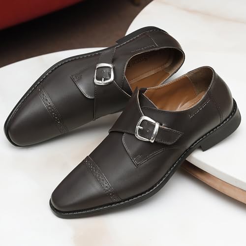 Image of LOUIS STITCH Men's Formal Shoes | Italian Leather Double Monk Strap Handcrafted | Stylish Slipon Shoes for Business, Formal, (LSRXSM)