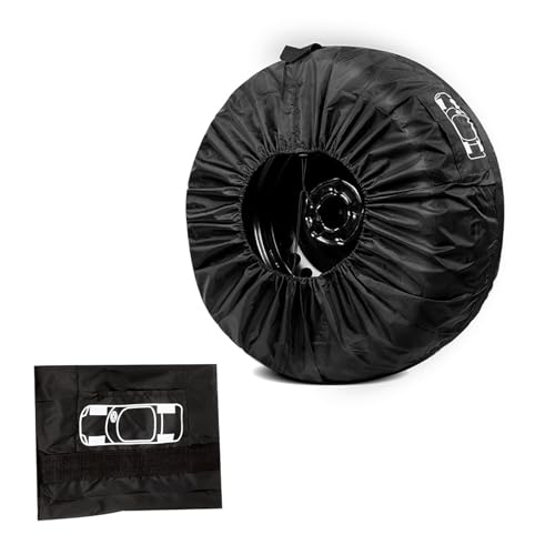 Image of Spare Tire Cover, Tire Sun-Proof and Anti-Aging Protection Cover for 13 inch-18 inch Wheel, 26 inch Fully Wrapped Portable Storage Bag with Tool Bag and Handles, for Most Cars Trucks (Black)