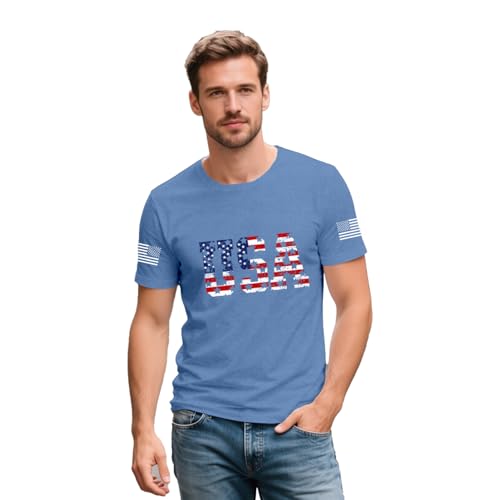 4th of July Shirts for Men American Flag T-Shirt USA Patriotic Tee Tops