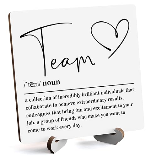 heiyihe Wooden Table Sign Gift Team Definition Desk Decor Wood Plaque With Stand Team Gift for Boss Employees Women Best Mom Coworker Office(White)-A16