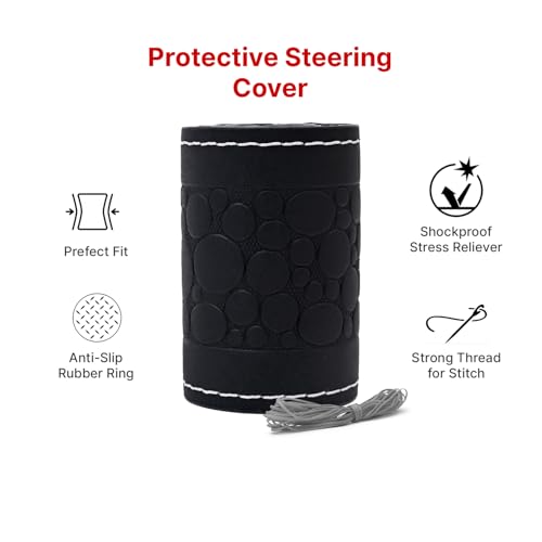 Image of Leather 25CM Universal Fit Car Steering Wheel Cover, Elastic Breathable and Odorless (Silver-2)