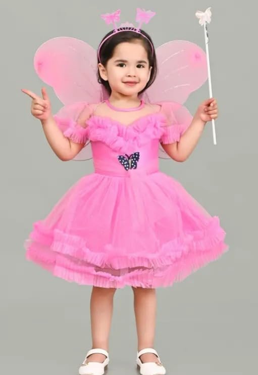 Toddler Girls Princess Fairy Dress Up Costume, Dress with Wings, Feathers and Ties (PINK, 1-2 Years) (B0DCJKKFXF) Amazon Price History, Amazon Price Tracker