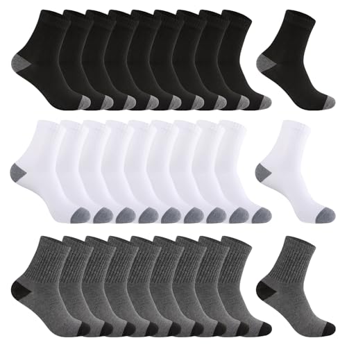 Image of 30 Pairs Men's Breathable Crew Socks - Soft Casual Comfort, Everyday Length Size 8-12 /12-16, Bulk Pack