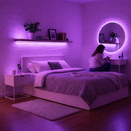 Image of Purple Neon LED Strip Light 5 Meter with Adapter | Flexible IP65 Waterproof Silicone Rope Light for Indoor and Outdoor Bedroom, Ceiling, Gaming Room, Party & Decoration
