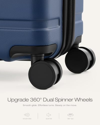 Image of Coolife Luggage Set, Lightweight Durable Hardshell, 3 piece, Navy Blue | Upgraded Polycarbonate Shell Suitcase,360 Spinner Double Wheels,Expandable(20''only),Tsa Lock,Aluminum Handle,Nested Design