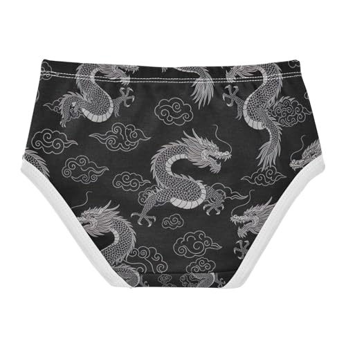 Toddler Girl Panties, Dragons Cloud Black Cotton Girls Underwear, 2–8 Years2