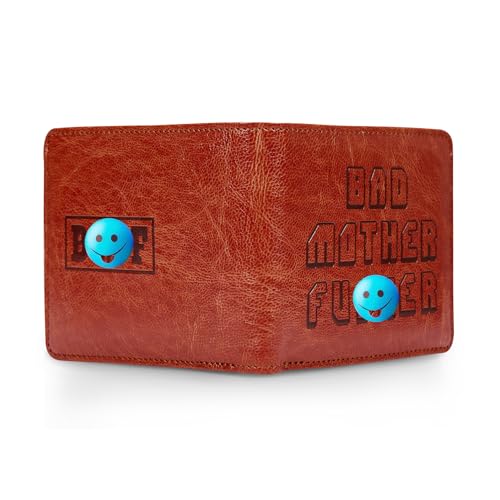 Image of Embroidered Bad Mother fker Leather Wallet bad mother f ker wallet leather(orange)