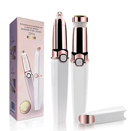 Forprim Epilateur Sourcils Electrique Femme,2 en 1 Epilateur Electrique Femme Visage, Waterproof Sans Douleur Rasoir,Portable Tondeuse à Sourcils avec Lumière LED Intégrée pour Visage,Sourcils,Corps