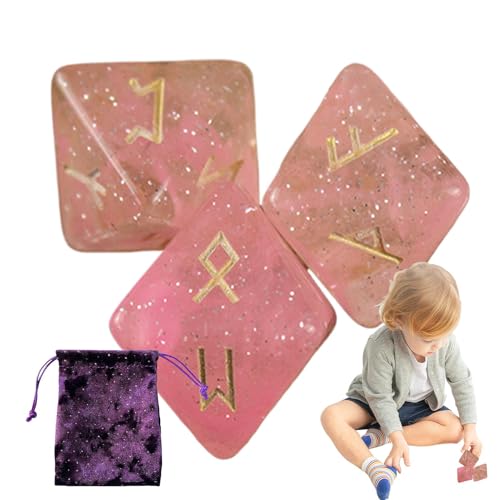 Juego de Dados de runas, Dados poliédricos - Dados de Resina de 8 Caras para Juego de adivinación | Exquisitos Dados de runas poliédricas con Bolsa con cordón para Juegos de Mesa de adivinación