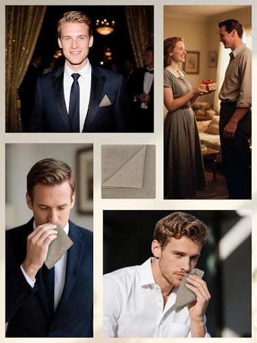 Image of Mantieqingway Cotton Handkerchiefs for Men Solid Color Pocket Square for Suit Formal Wedding Church